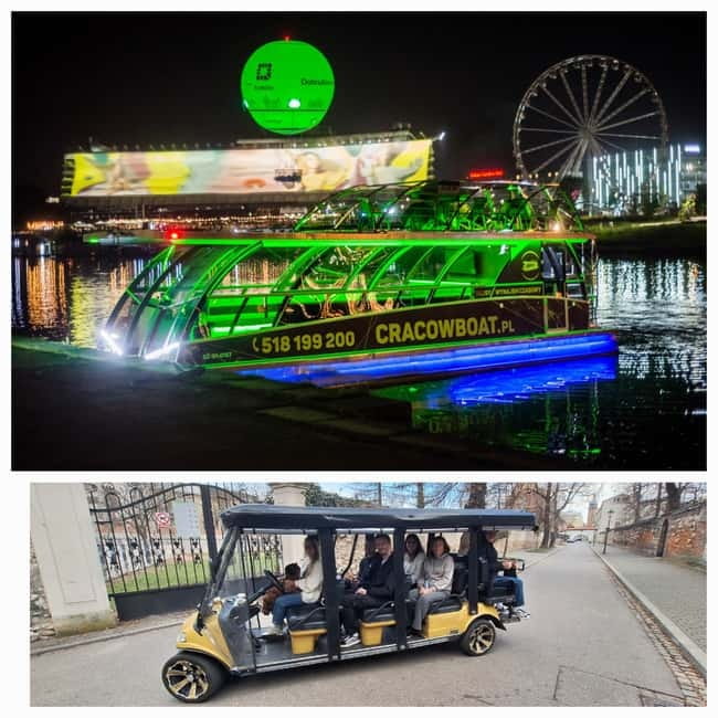 City Tour Cracow golf car plus Cruise on the Vistula River. - A fast introduction to Kraków’s three historic districts