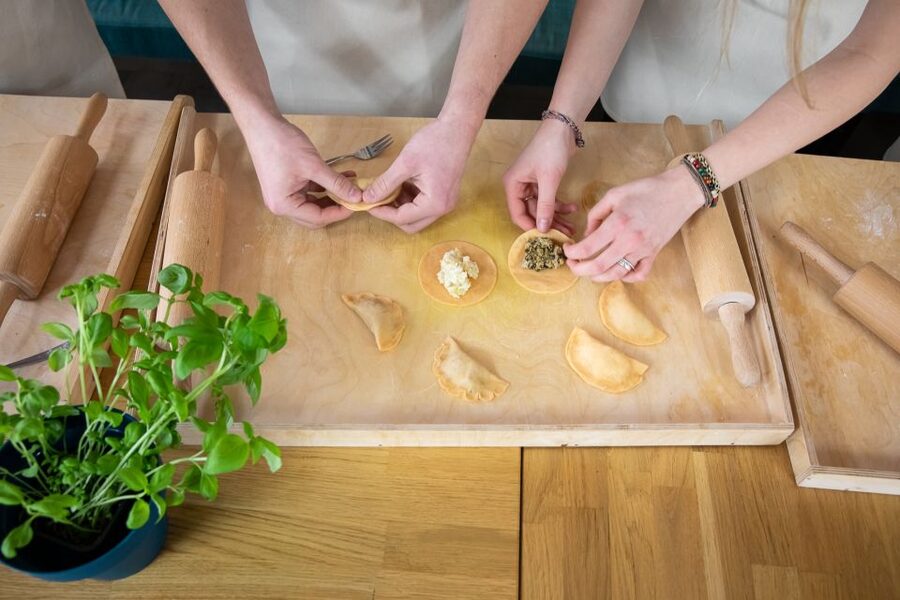 Warsaw: Polish Dumplings Cooking Class - Sitting down to eat what you made